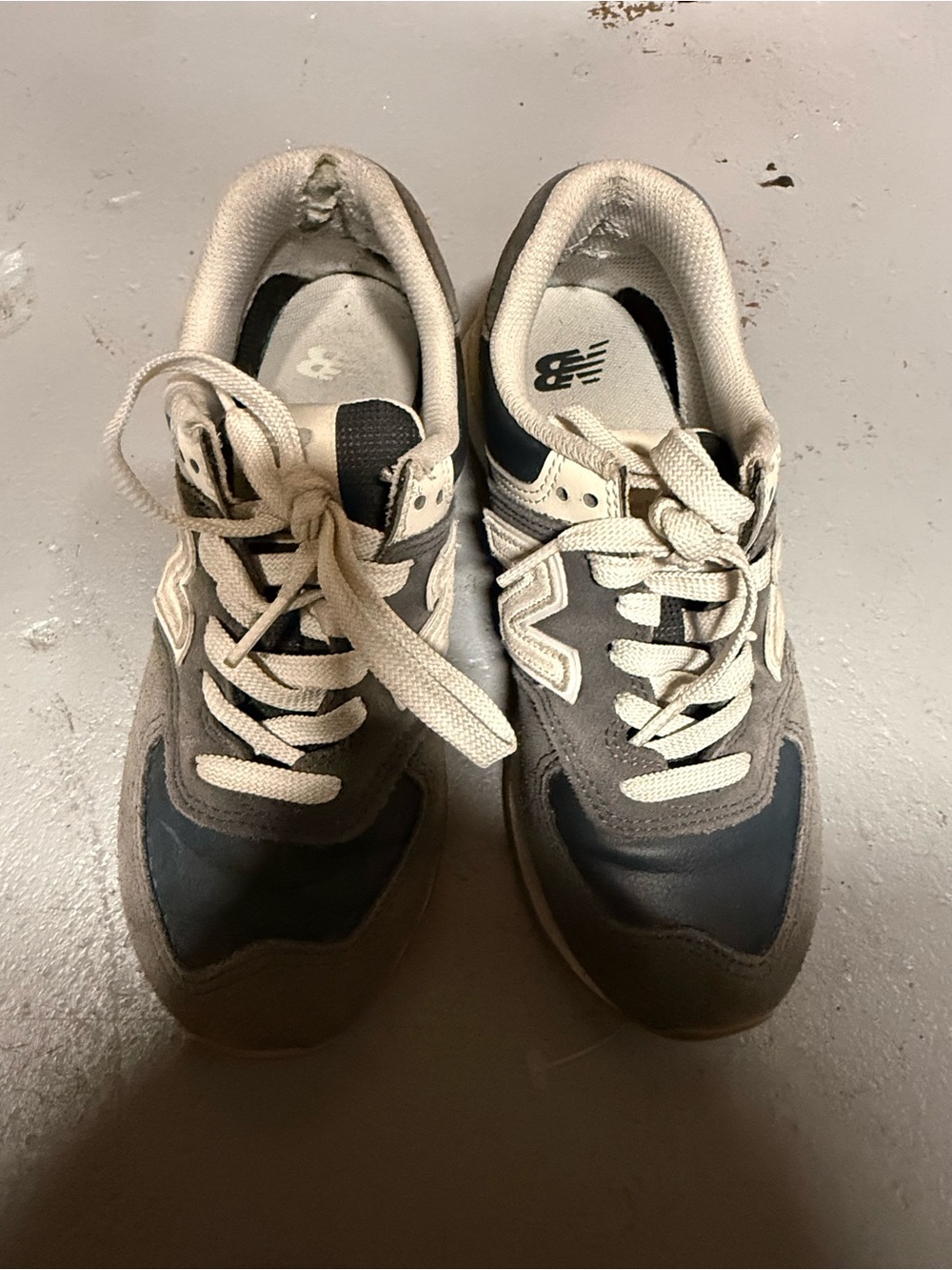 New Balance Men's Sneakers in Navy and Cream Suede-Trim